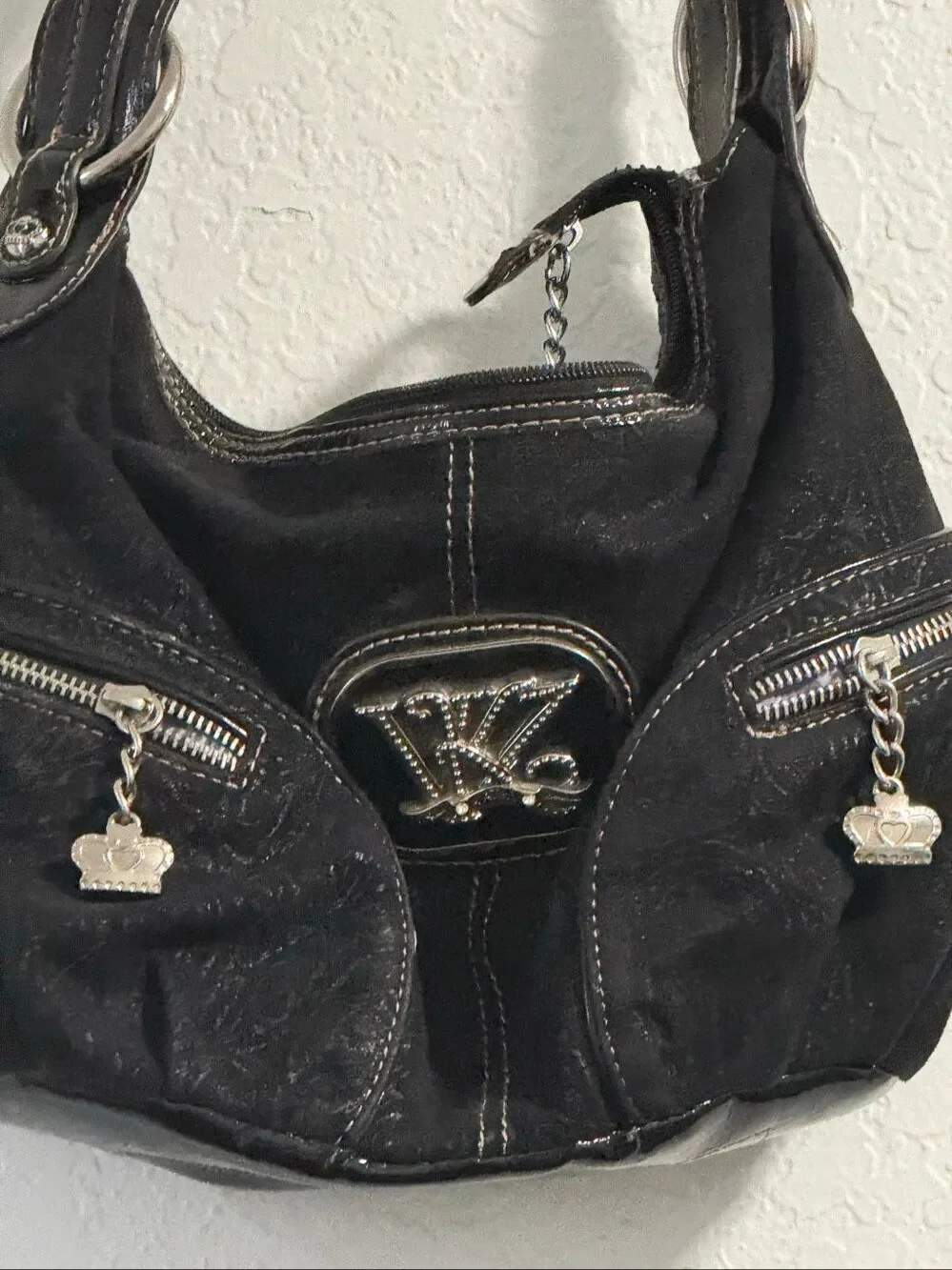 Kathy Van Zeeland grunge black studded purse bag shoulder